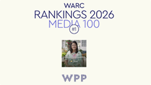 Cream background with "WARC RANKINGS 2026 MEDIA 100 #1" and an image and WPP logo